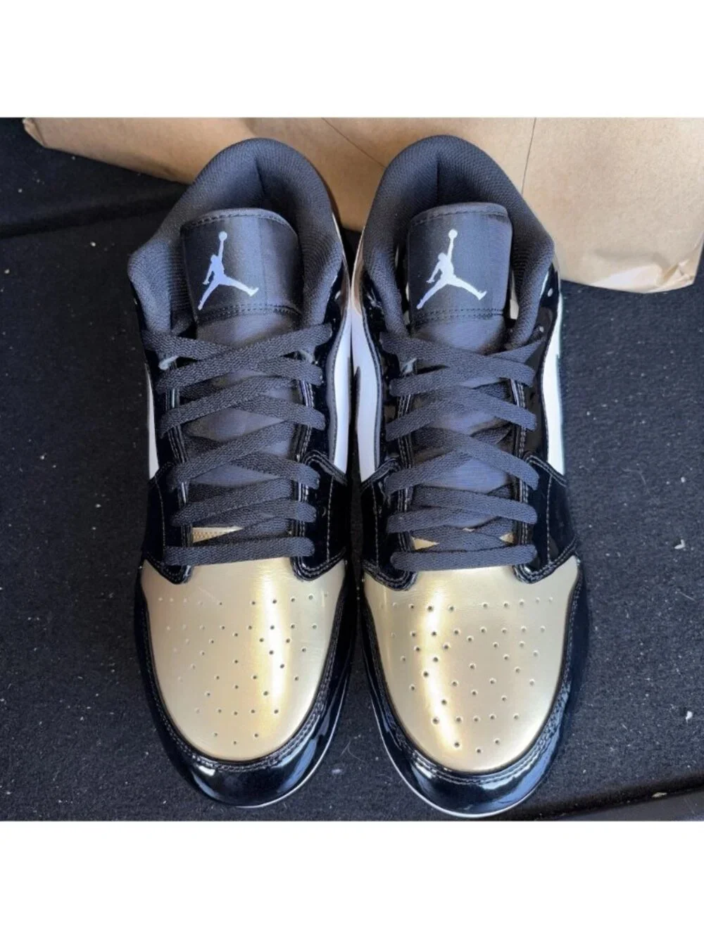 NEW Jordan Jordan 1 Low TD Patent Gold Saints Football Cleats Size 15 FJ6245-701